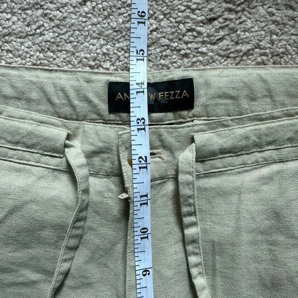 Andrew Fezza Linen Blend Zip Tie Straight Leg Cream Pants Sz XL - Picture 13 of 14